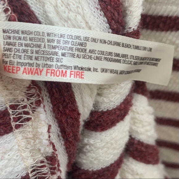 Intimately Free People Maroon Cream Cotton Dress Stripes Pockets Women’s Small - Picture 13 of 14